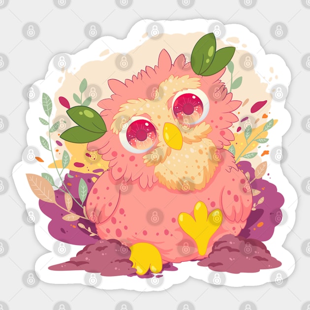 little peach owl with pattern- for Men or Women Kids Boys Girls love owl Sticker by littlepiya